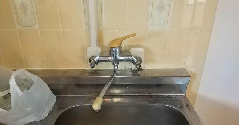 キッチン水栓の取付状況