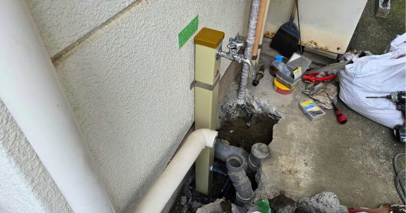新しい水栓柱の取付状況
