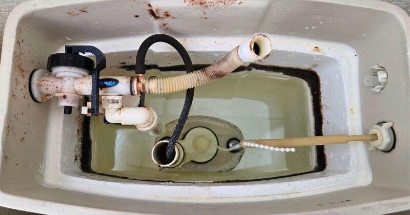 修理前のトイレタンク内