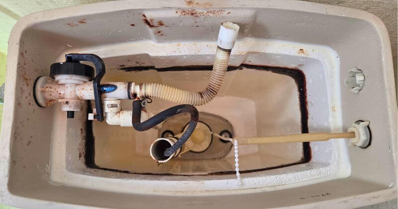 トイレタンク内の水を抜いた状態