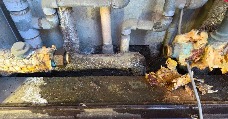 水道メーターとメーターソケットを取り外した状態