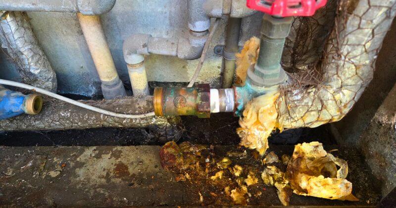 短ニップルの交換作業中