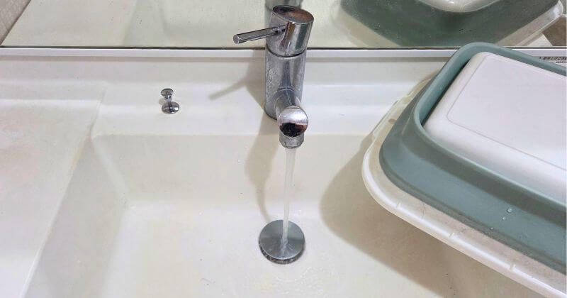 交換後の通水試験中