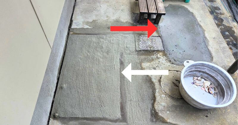 一軒目のお客様宅のコンクリート復旧作業
