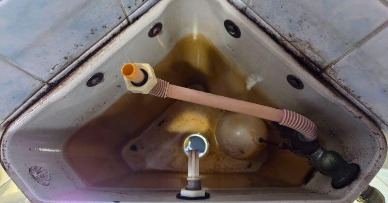 トイレタンク内の部品取り外し状況